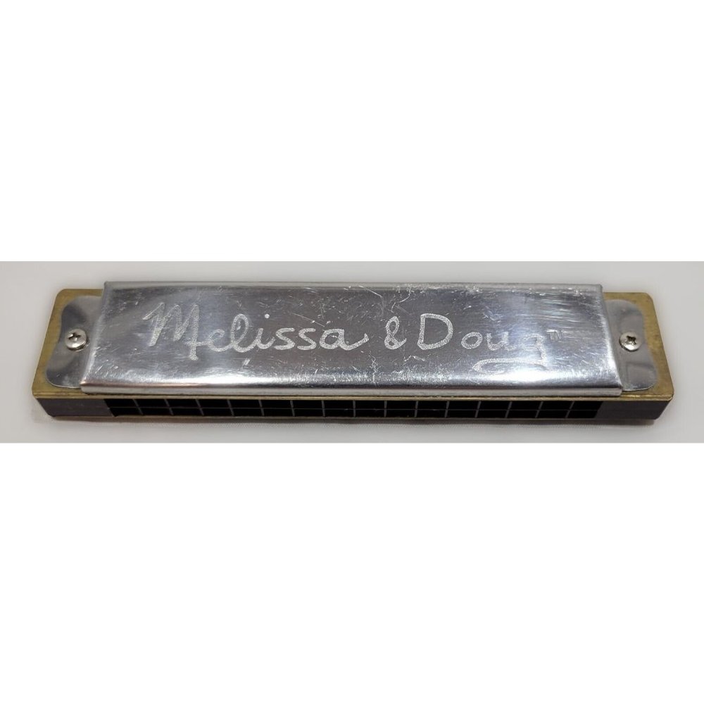 Melissa & Doug 32-Hole Tremolo C Key Silver and Gold Colored Harmonica